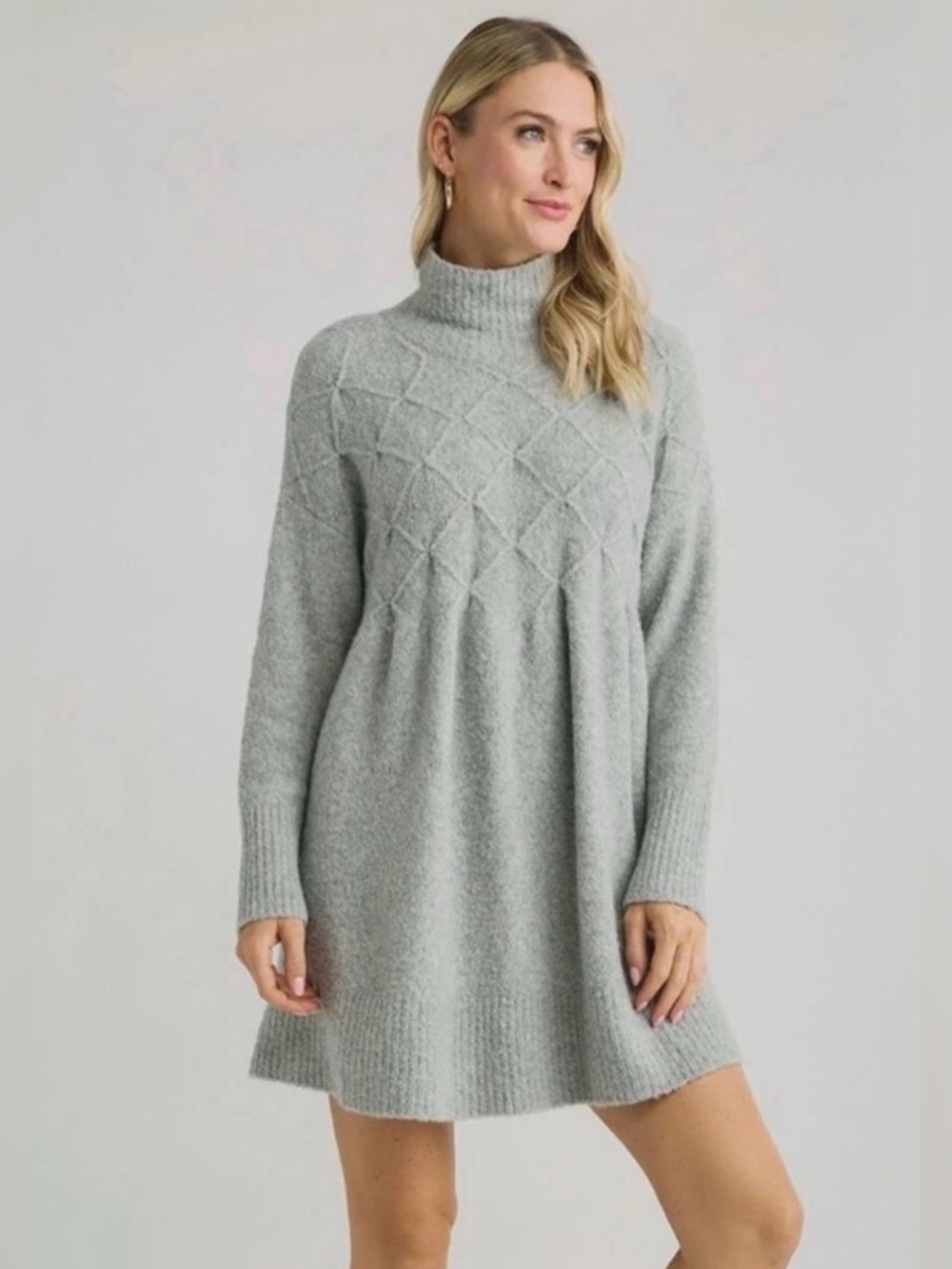 Free People Jaci Turtleneck Sweater Dress, Heather Gray, Size Small